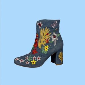 The Floral Denim Boots